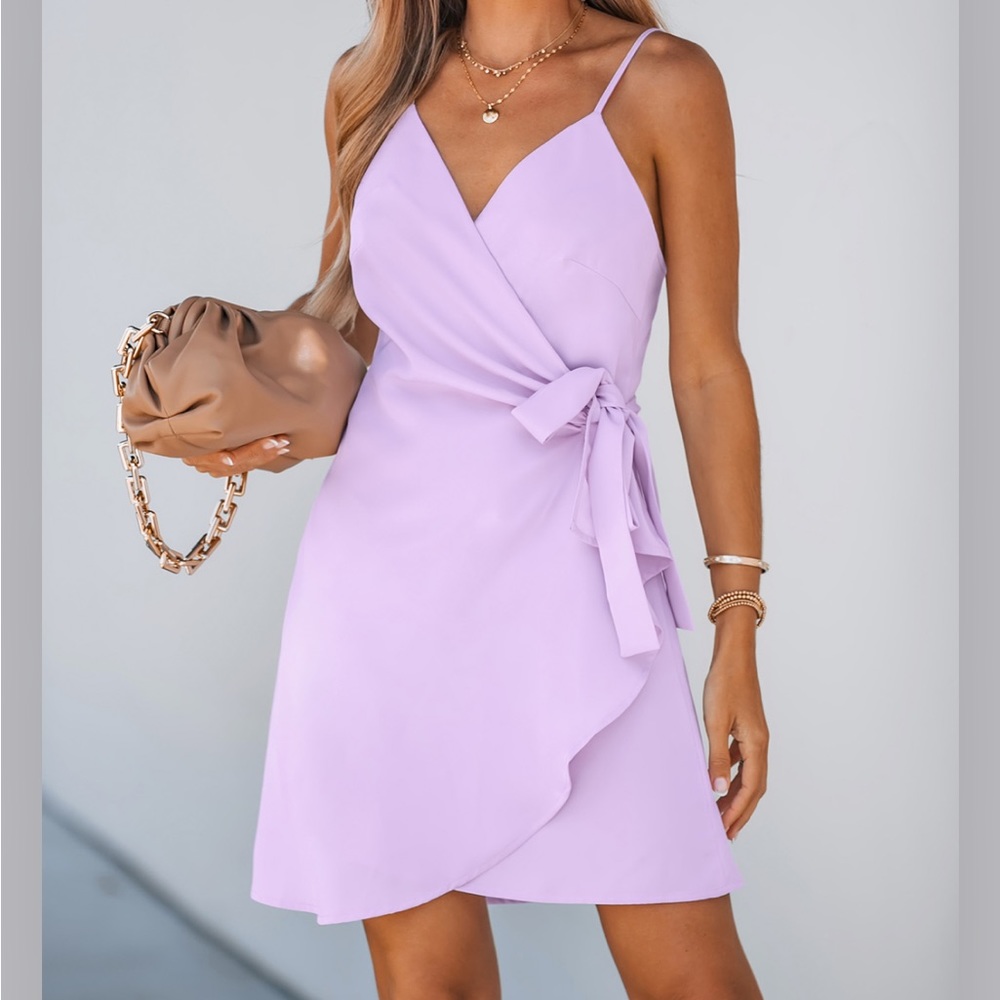 Cupshe Ruffled Surplice Mini Dress Lavender Small